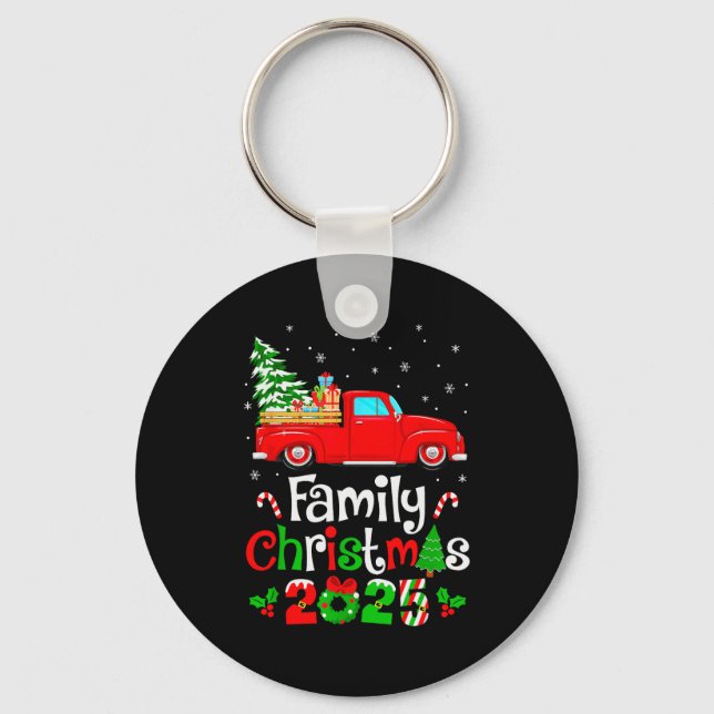 Family Christmas 2025 Truck Tree Squad Matching Xm Key Ring (Front)
