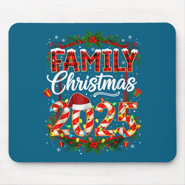 Family Christmas 2025 Xmas Lights Santa Pajamas Ho Mouse Pad (Front)