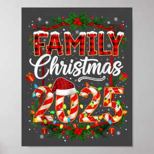 Family Christmas 2025 Xmas Lights Santa Pajamas Ho Poster