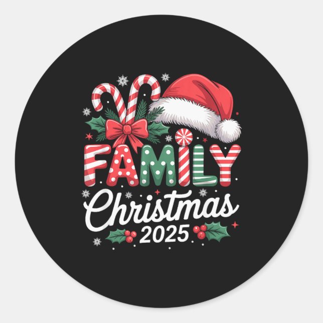 Family Christmas 2025 Xmas Matching Pajamas  Classic Round Sticker (Front)