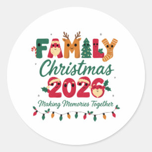 Family Christmas 2026 Making Memories Together Classic Round Sticker