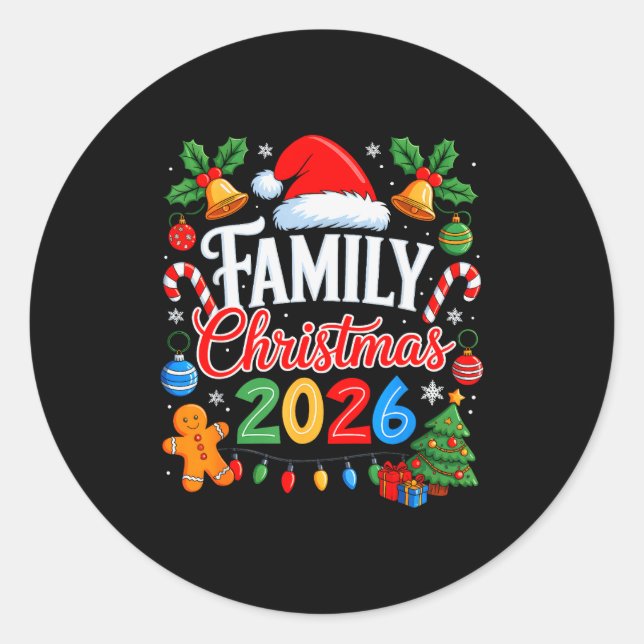 Family Christmas 2026 Matching Pyjamas Xmas Family Classic Round Sticker (Front)