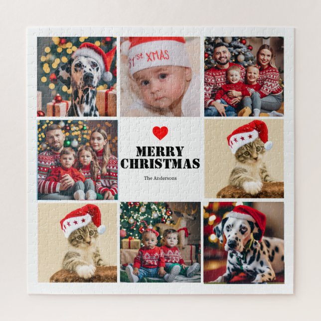 Family Christmas 8 Photo Collage Jigsaw Puzzle (Vertical)