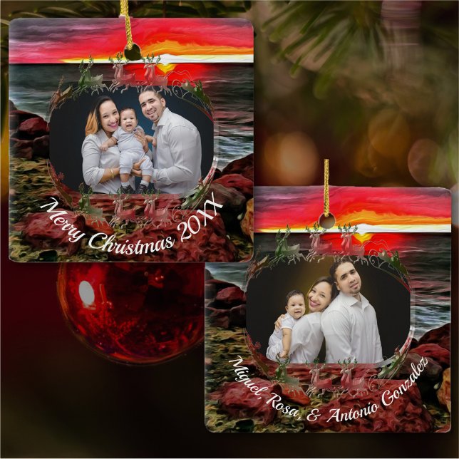 Family Christmas Banderas Sunset 914 Ceramic Ornament (Creator Uploaded)