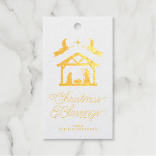 Family Christmas Blessings Nativity  Gift Tags
