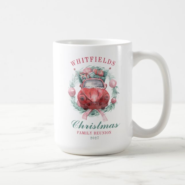 Family Christmas Botanical Wreath Matching Holiday Coffee Mug (Right)