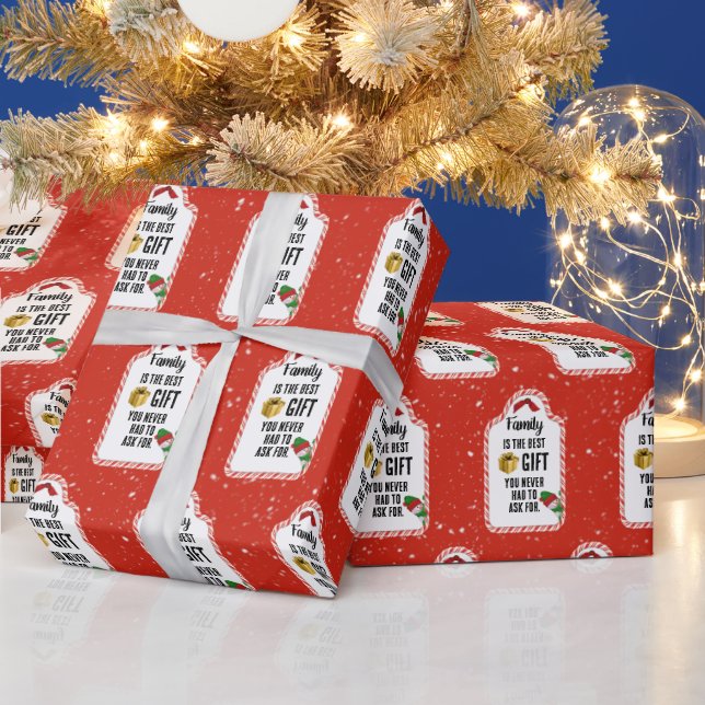 Family Christmas Candy Cane Gift Tag Wrapping Paper (Holidays)