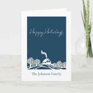 Family Christmas card with a country home