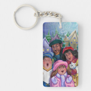 Family Christmas Caroling Key Ring