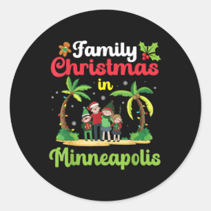 Family Christmas Celebration In Minneapolis Tropic Classic Round Sticker