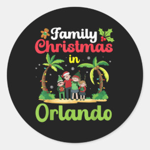 Family Christmas Celebration In Orlando With Tropi Classic Round Sticker