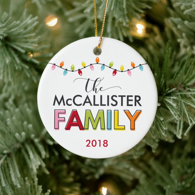 Family Christmas Colourful Keepsake Photo Ceramic Ornament (Tree)