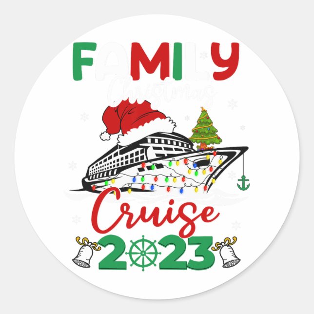family christmas cruise 2023 merry cruisemas boat  classic round sticker (Front)