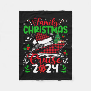 Family Christmas Cruise 2024 Plaid Cute Squad Xmas Fleece Blanket