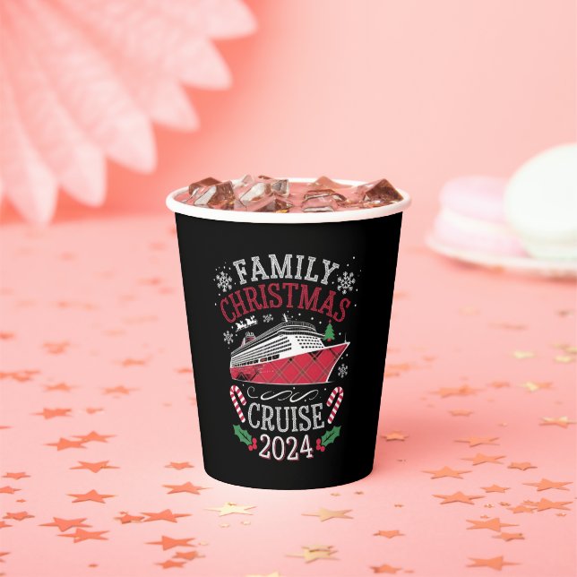 Family Christmas Cruise Squad 2024 Matching Outfit Paper Cups (Insitu)