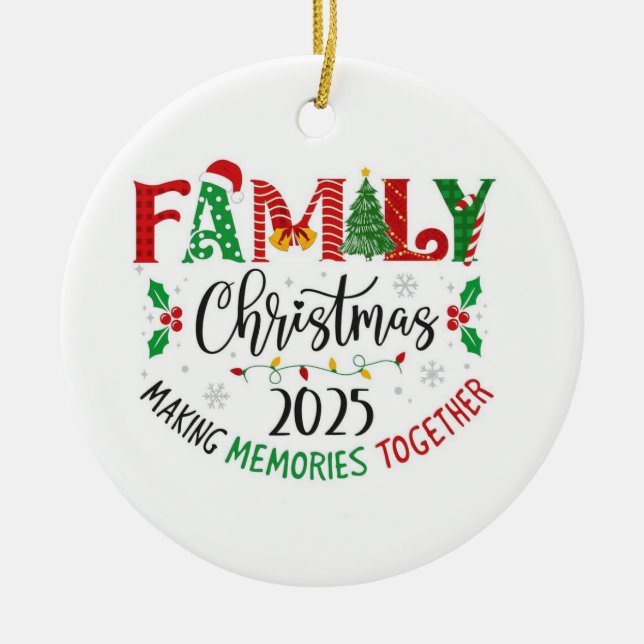 Family Christmas design  Ceramic Ornament (Front)