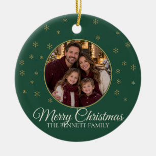 Family Christmas Double Sided Photo Ceramic Ornament