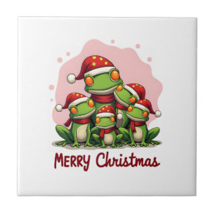 Family christmas frogs (1) ceramic tile
