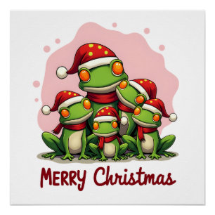 Family christmas frogs (1) poster