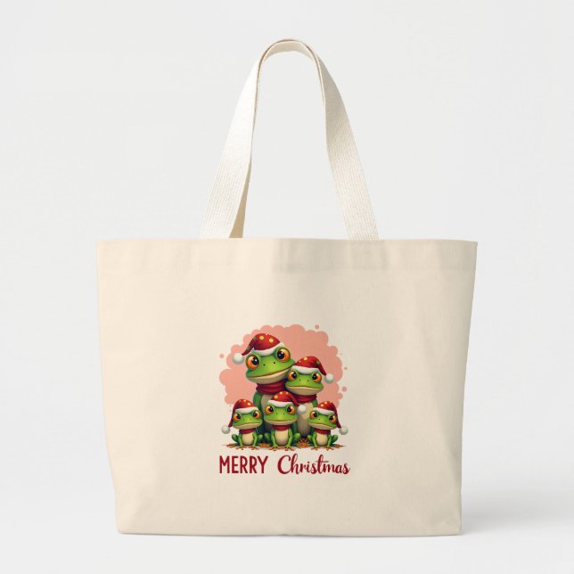 Family christmas frogs (3) large tote bag (Front)
