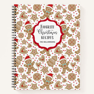 Family Christmas Gingerbread Man Recipe Cookbook Notebook