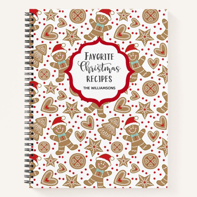 Family Christmas Gingerbread Man Recipe Cookbook Notebook (Front)
