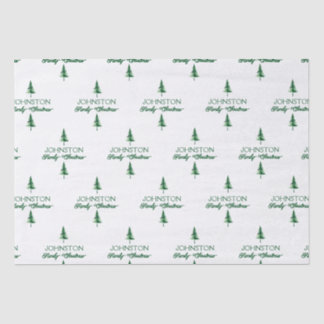 Family Christmas Green Watercolor Pine Tree Tissue Paper