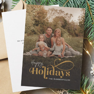 Family Christmas Holiday Photo Hand-Lettered Card