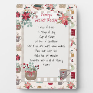 Family Christmas Holiday Recipe Baking Cute Red    Plaque