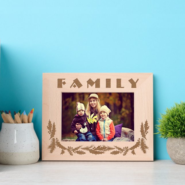 Family Christmas Holly Etched Design Picture Frame (Creator Uploaded)