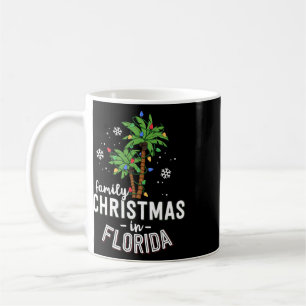 Family Christmas In Florida Palm Trees Xmas Beach Coffee Mug