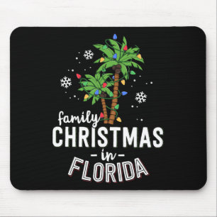 Family Christmas In Florida Palm Trees Xmas Beach Mouse Pad