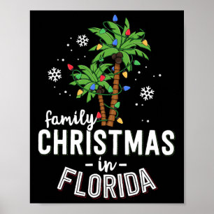 Family Christmas In Florida Palm Trees Xmas Beach Poster