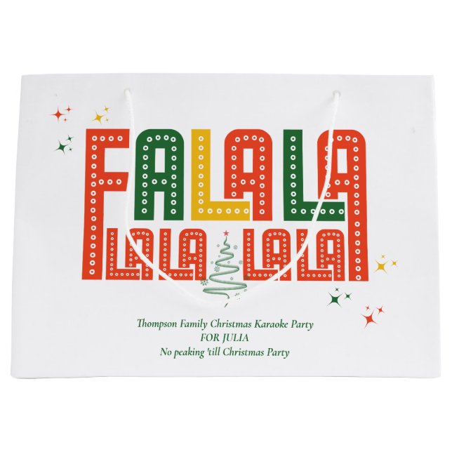 Family Christmas Karaoke Carols Choir Gift Swap Large Gift Bag (Front)