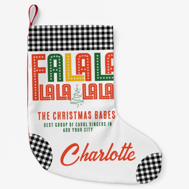Family Christmas Karaoke Carols Choir Group Small Christmas Stocking (Front)