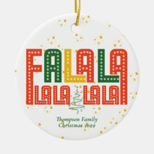 Family Christmas Karaoke Church Carols Service Ceramic Ornament