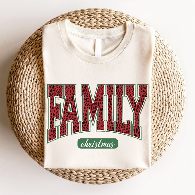 Family Christmas Leopard Print Vintage T-Shirt (Family Christmas Leopard Print Vintage T-Shirt)