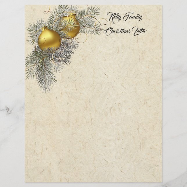 Family Christmas Letter Letterhead Writing Paper (Front)