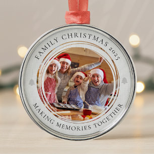 Family Christmas Making Memories Photo Keepsake Metal Ornament