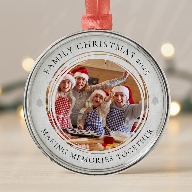 Family Christmas Making Memories Photo Keepsake Metal Ornament (Creator Uploaded)