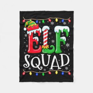 Family Christmas Matching Pajamas Elf Xmas Squad  Fleece Blanket