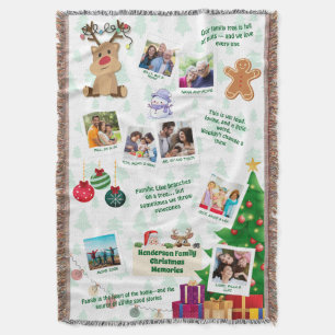 Family Christmas Memories Photo Collage Throw Blanket