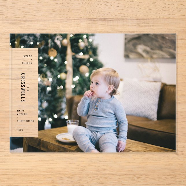 Family Christmas Minimalist Aesthetic Photo Acrylic Invitations (Front)