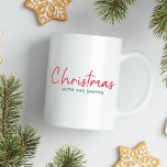 Family Christmas | Modern Minimalist Family Name Coffee Mug<br><div class="desc">Simple,  stylish "Christmas with the <your name="">" quote coffee mug in modern minimalist typography in festive red and green. The design can be easily personalised with your family name(s),  year or own special greeting for super cute bespoke holiday vibes!</your></div>
