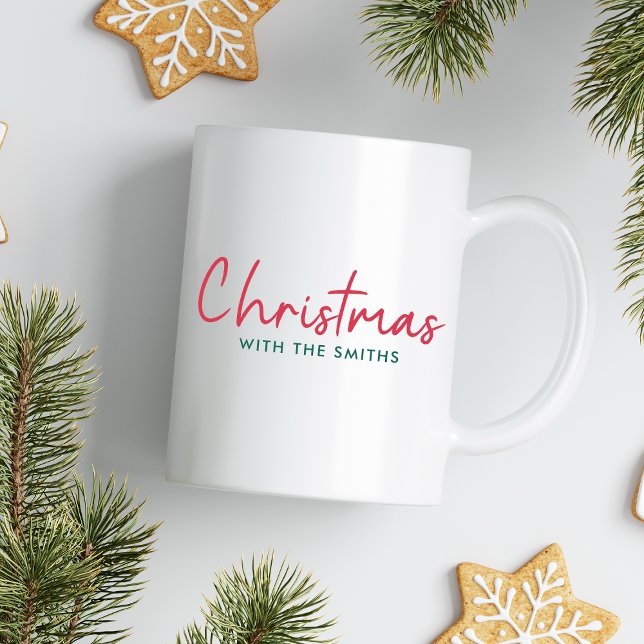 Family Christmas | Modern Minimalist Family Name Coffee Mug (Creator Uploaded)