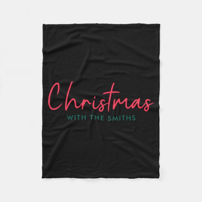 Family Christmas Modern Minimalist Family Name  Fleece Blanket (Front)