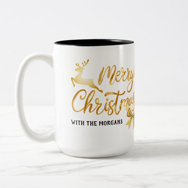 Family Christmas | Modern Minimalist | Personalise Two-Tone Coffee Mug (Left)