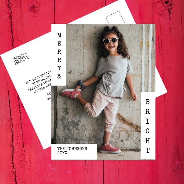 Family Christmas Modern Minimalist Photo Holiday Postcard (Creator Uploaded)