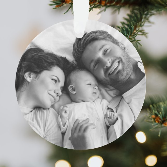 Family Christmas | Modern Turquoise Teal Photo Ornament (Creator Uploaded)
