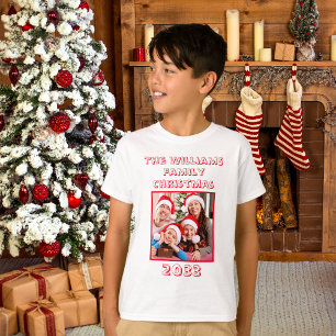 Family Christmas Name And Photo Son White T-Shirt